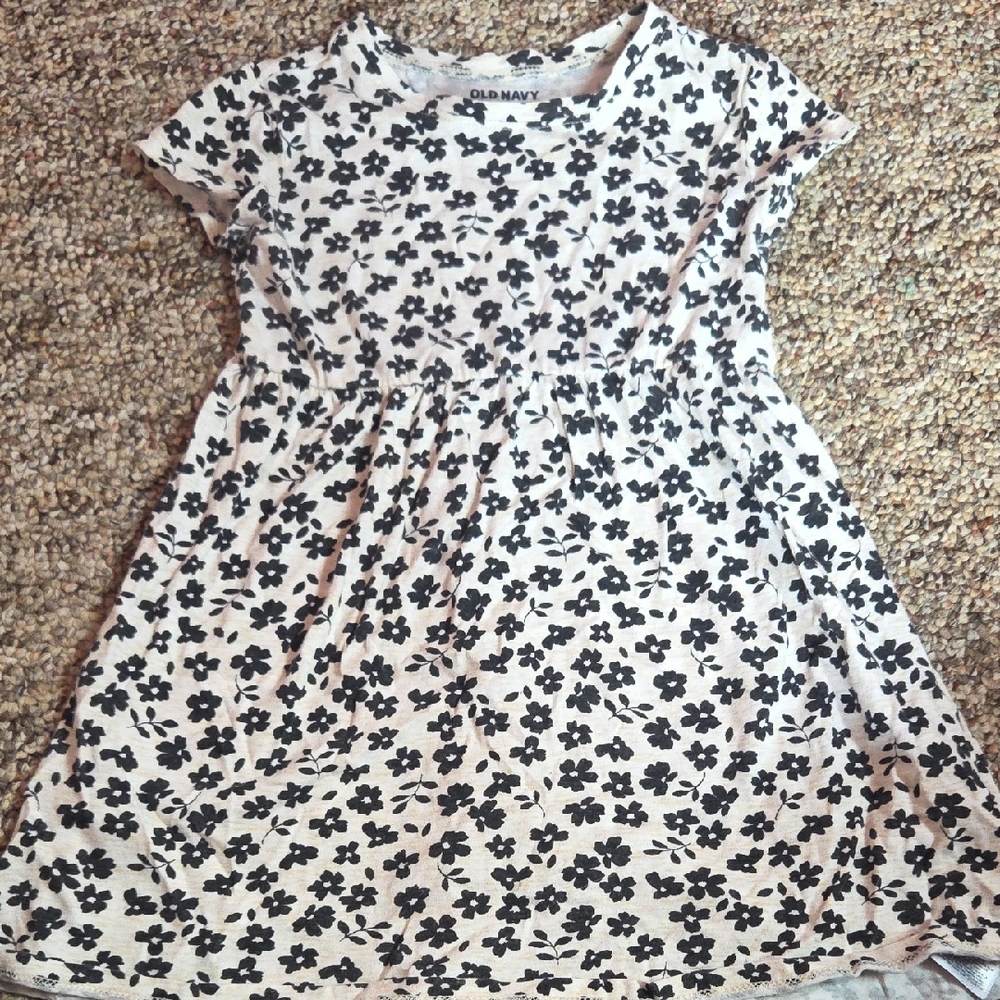 Old Navy Kids Dress with Black Floral Pattern